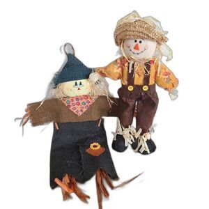 Scarecrow Friends Harvest Decoration Set Of Two Fall Autumn Halloween Decoration